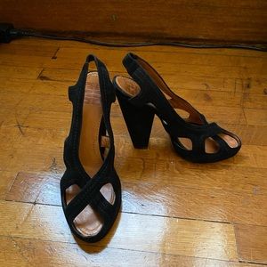 Givenchy Open Toe Suede Heels Size 38.5
